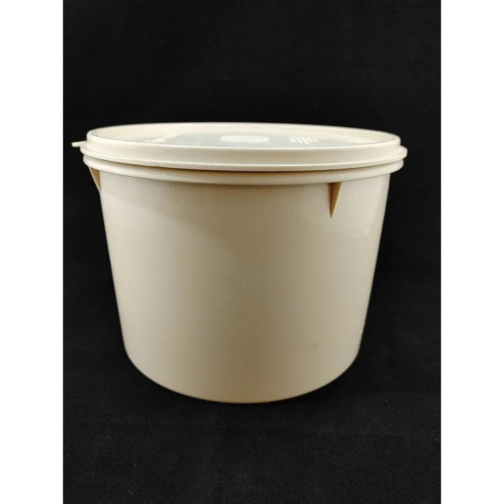 Vintage Tupperware Almond Starburst Canister 265-15 With Lid 10 Cup Retro